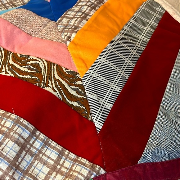 VTG Handmade Striped Crazy Quilt - Picture 3 of 11